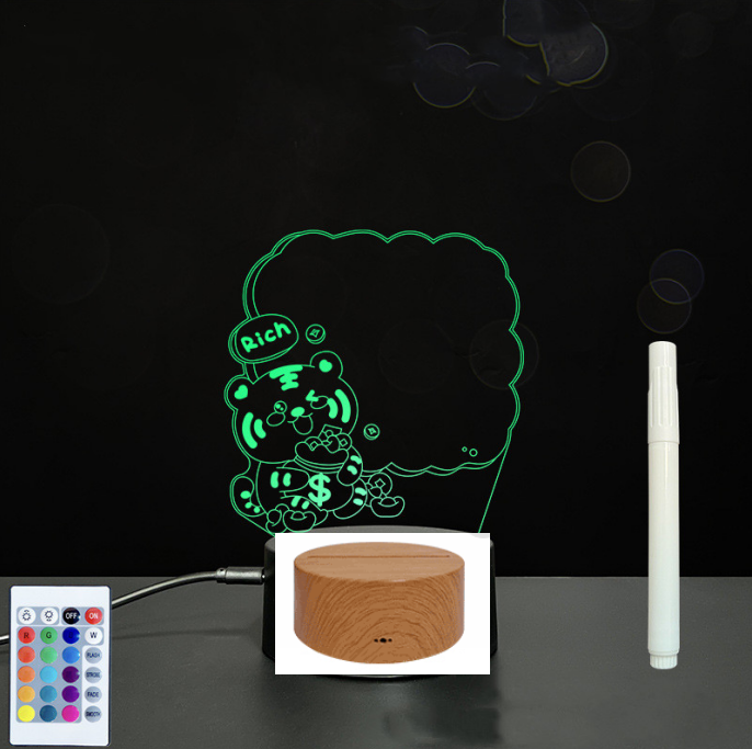 Panneau acrylique 3D, tableau d'écriture manuscrite, lumière LED