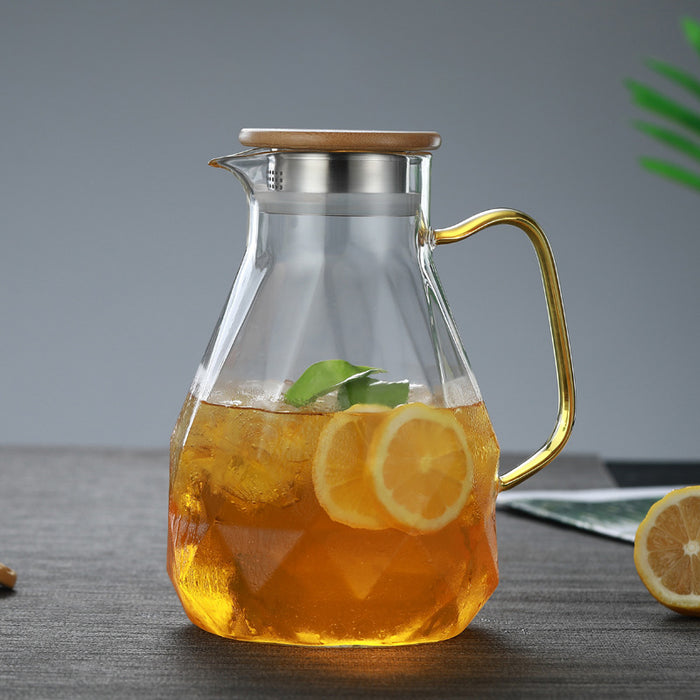 Ensemble de théière en verre à Texture diamant, pichet à eau chaude et froide, cafetière transparente