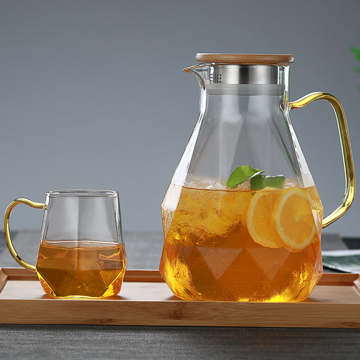 Ensemble de théière en verre à Texture diamant, pichet à eau chaude et froide, cafetière transparente