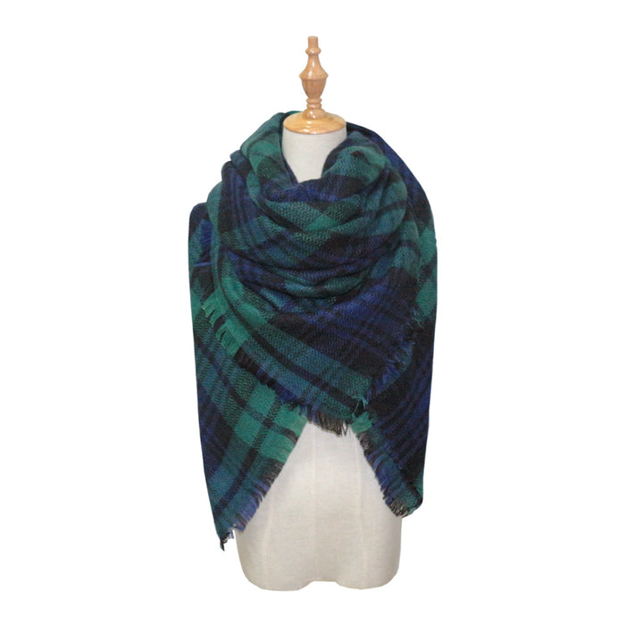 Cashmere scarves in double-sided seven - color plaid squares