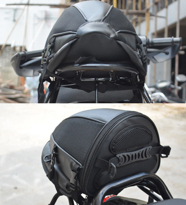 1X sac arrière de moto, sac à dos de rangement pour siège arrière, transport à main et épaule, étanche
