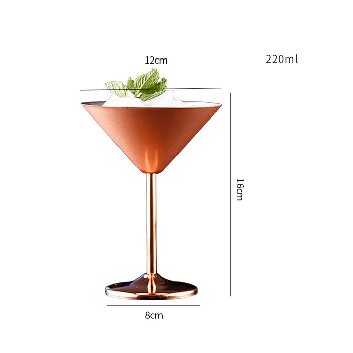 Stainless Steel Cocktail Glass Goblet Martini Glass Triangle Glass Metal Champagne Glass