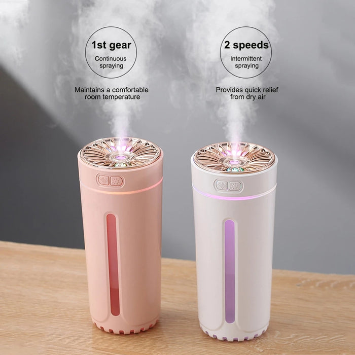 Humidificador de aire inalámbrico, luces coloridas, difusor nebulizador ultrasónico silencioso, purificador USB, máquina de niebla recargable de 800mAh para coche