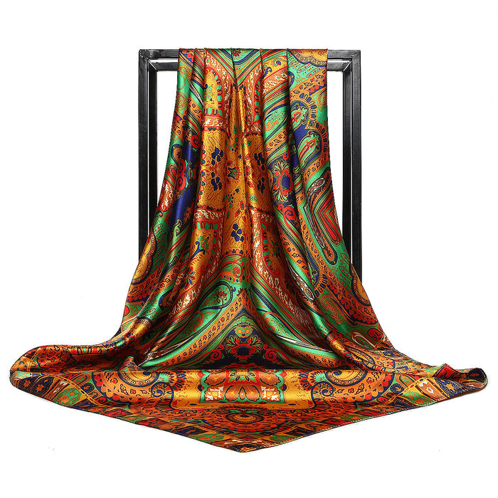 Grand foulard carré Simulation foulard en soie châle tout-match écharpe écharpe