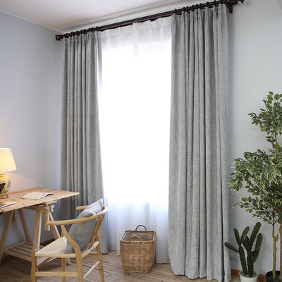 Tela de cortina de algodón gruesa simple moderna de color sólido