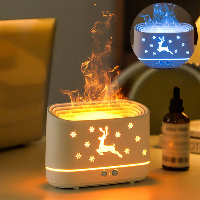 Diffuseur humidificateur à flamme d'élan, lampe d'ambiance domestique muette, décorations de noël pour la maison