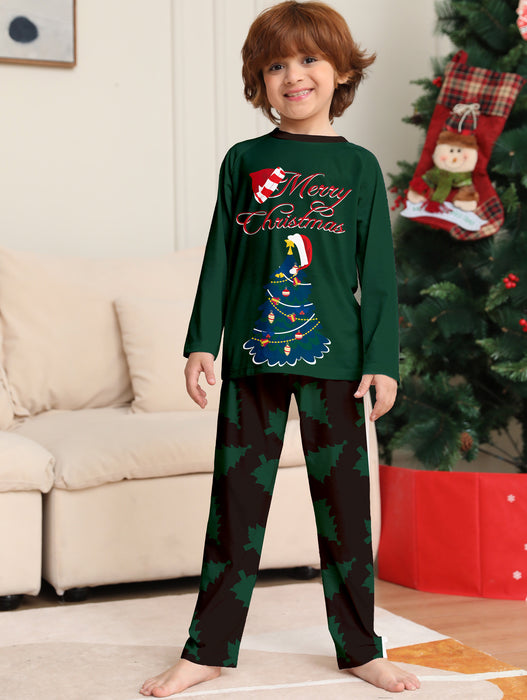 Christmas Tree Printed Long-sleeved Homewear Pajamas