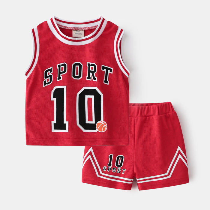 Children's Basketball Clothing Suits Baby Vest Suit Boys Sweatshirt Two-piece Summer Style Tide