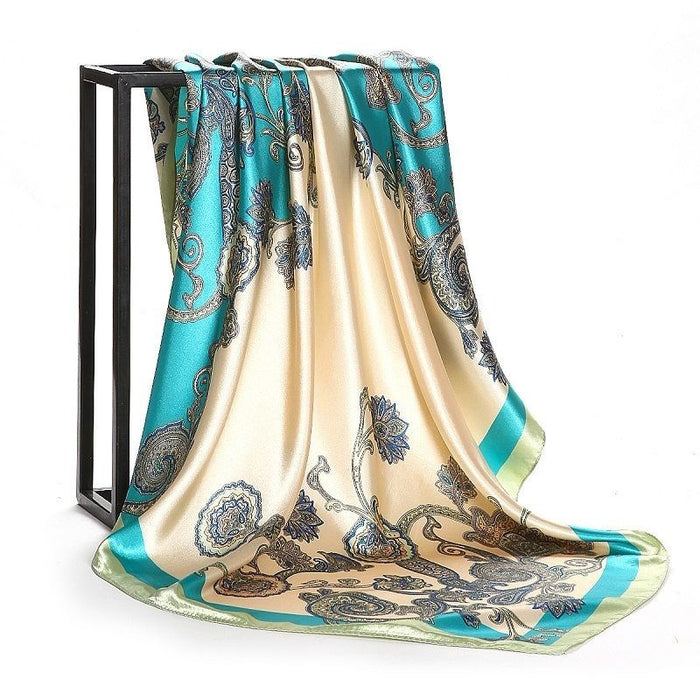 Grand foulard carré Simulation foulard en soie châle tout-match écharpe écharpe