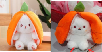 Wanghong Cute se transforma em brinquedo de pelúcia de boneca de coelho de morango