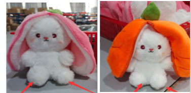 Wanghong mignon se transforme en jouet en peluche de poupée de lapin aux fraises