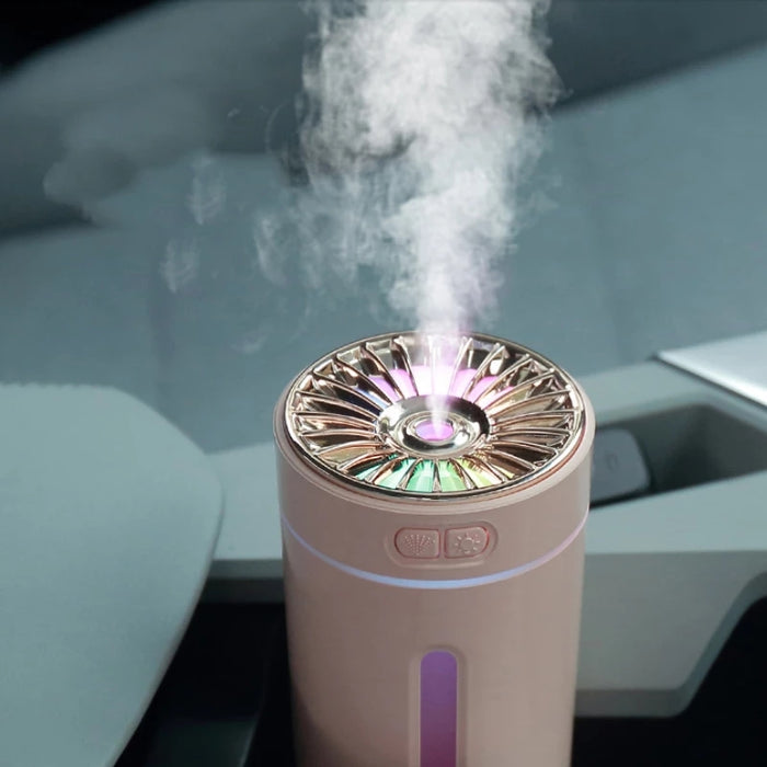 Humidificador de aire inalámbrico, luces coloridas, difusor nebulizador ultrasónico silencioso, purificador USB, máquina de niebla recargable de 800mAh para coche