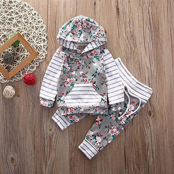 Tenue à rayures florales pour bébé fille