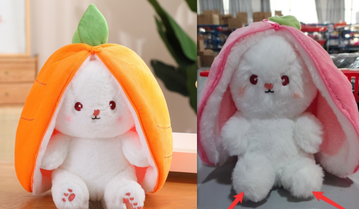 Wanghong Cute se transforma en un muñeco de peluche de conejo de fresa