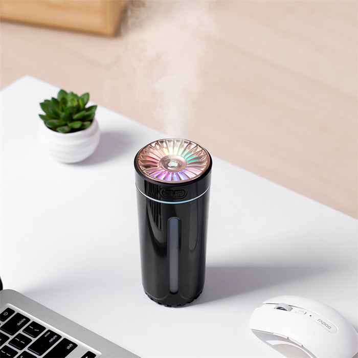 Humidificador de aire inalámbrico, luces coloridas, difusor nebulizador ultrasónico silencioso, purificador USB, máquina de niebla recargable de 800mAh para coche