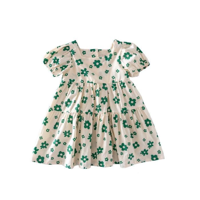 Vestidos para niñas, ropa para niños, vestido de princesa floral de algodón, niña, falda de estilo occidental