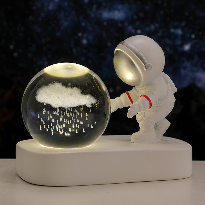 Luces nocturnas con bola de cristal de astronauta de galaxia planetaria brillante, luz de noche cálida con alimentación USB, lámpara de noche para regalo de cumpleaños