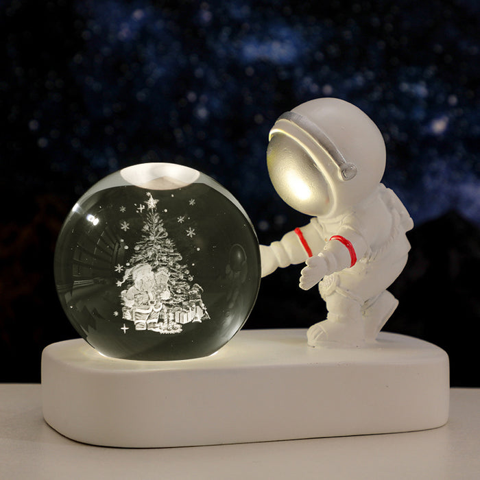 Luminosa galassia planetaria astronauta sfera di cristallo luci notturne USB alimentazione calda luce da comodino lampada da notte regalo di compleanno