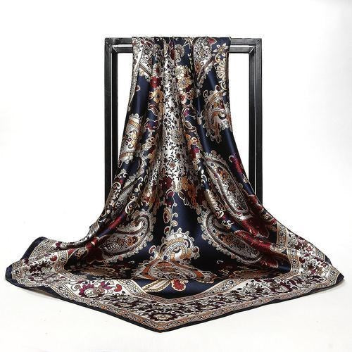 Grand foulard carré Simulation foulard en soie châle tout-match écharpe écharpe