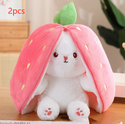 Wanghong Cute Transforms Into Strawberry Rabbit Doll Plush Toy