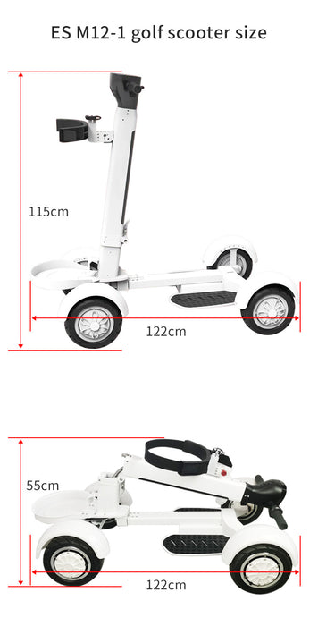 Scooter elétrico dobrável para golfe de quatro rodas com luz Longboard para gramado