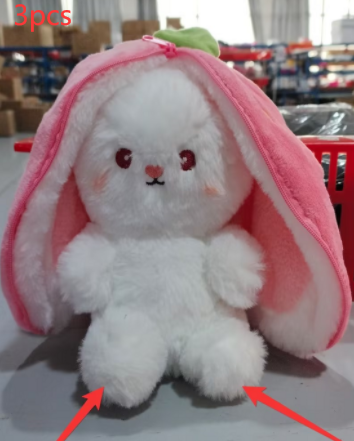 Wanghong Cute Transforms Into Strawberry Rabbit Doll Plush Toy