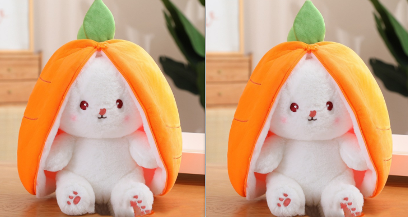 Wanghong Cute se transforma em brinquedo de pelúcia de boneca de coelho de morango