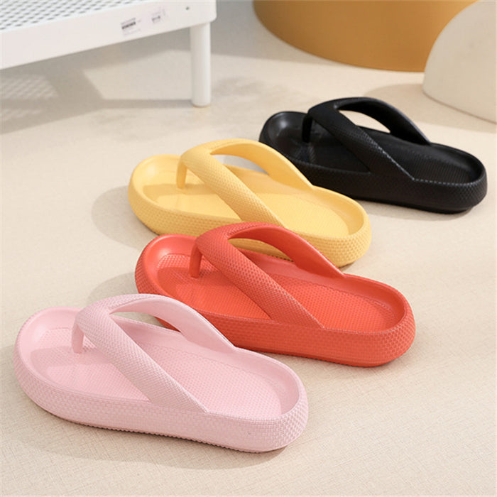 Clip toe sapatos eva chinelos antiderrapantes sola macia flip flops feminino fundo grosso banheiro slides verão