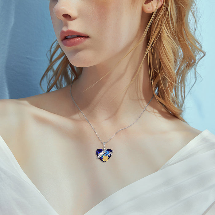 Faultier Geschenke für Frauen Kristall Faultier Sonnenblume Halskette 925 Sterling Silber Faultier-Schmuck für Frauen