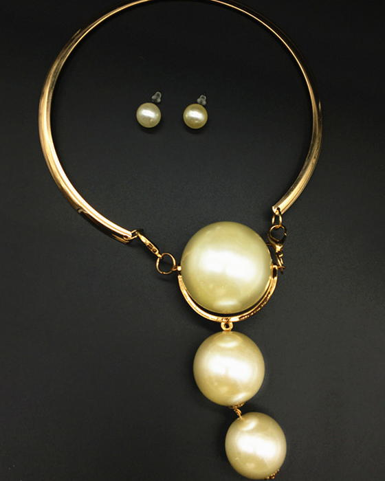 Große Perlenanhänger Halskette Übertriebener Schmuck
