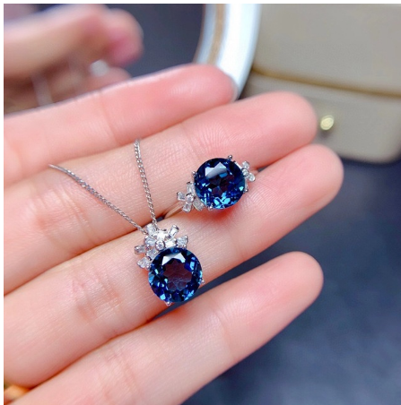 Schmucksets für Frauen London Blaue Steine Anhänger Halsketten