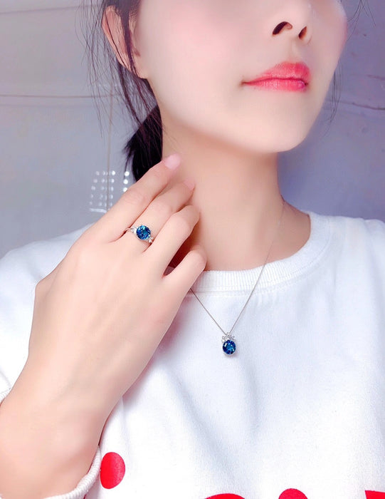 Jewelry Sets for Women London Blue Stones Pendant Necklaces